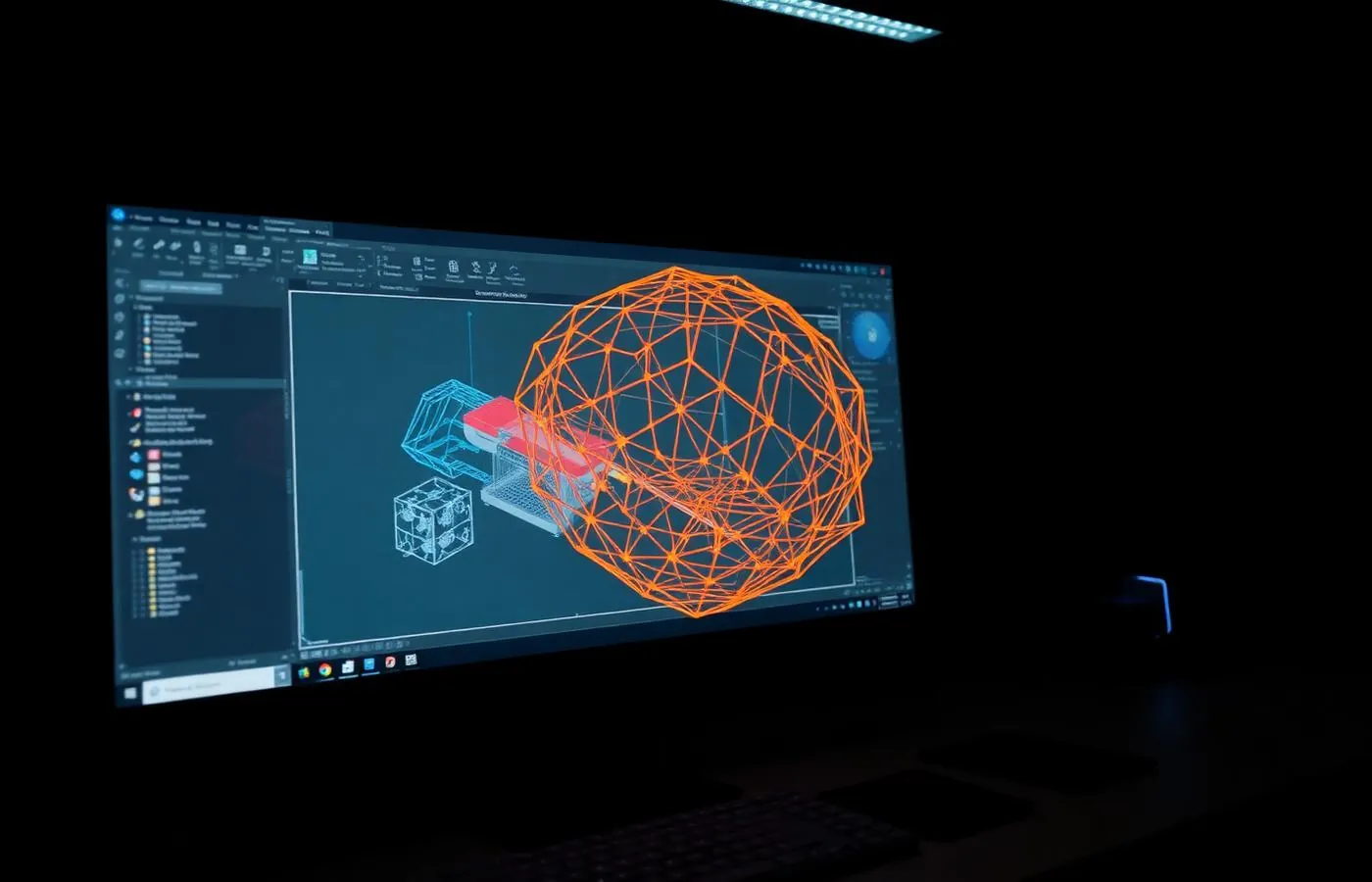 3D-CAD-Software mit Wireframe-Modell