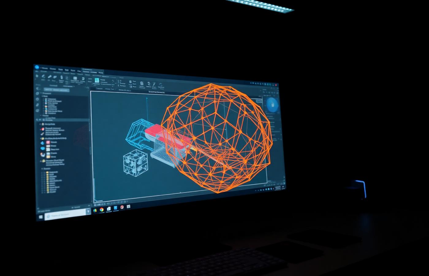 3D-CAD-Software mit Wireframe-Modell