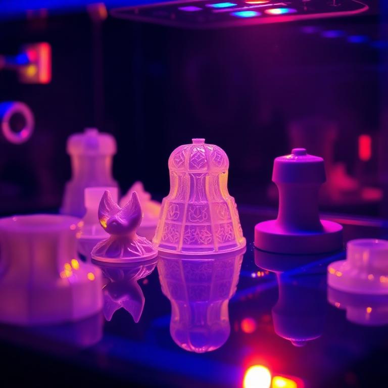 Resin-Druckteile beim UV-Aushärten in der Wash & Cure Station